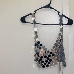 Stylish Metallic Disc Crop Top